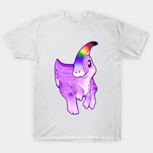 LGBTQ Pride Queer Cute Chibi Parasaurolophus Dinosaur cartoon drawing T-Shirt